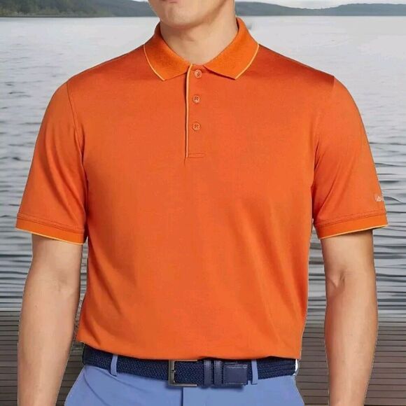 Walter Hagen Men's Toasted Orange Clubhouse Pique Golf Polo Medium NWT A110 - Picture 1 of 3